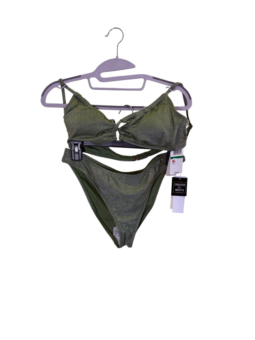Salt + Cove Juniors Olive Green Shimmer Bikini Set M/L